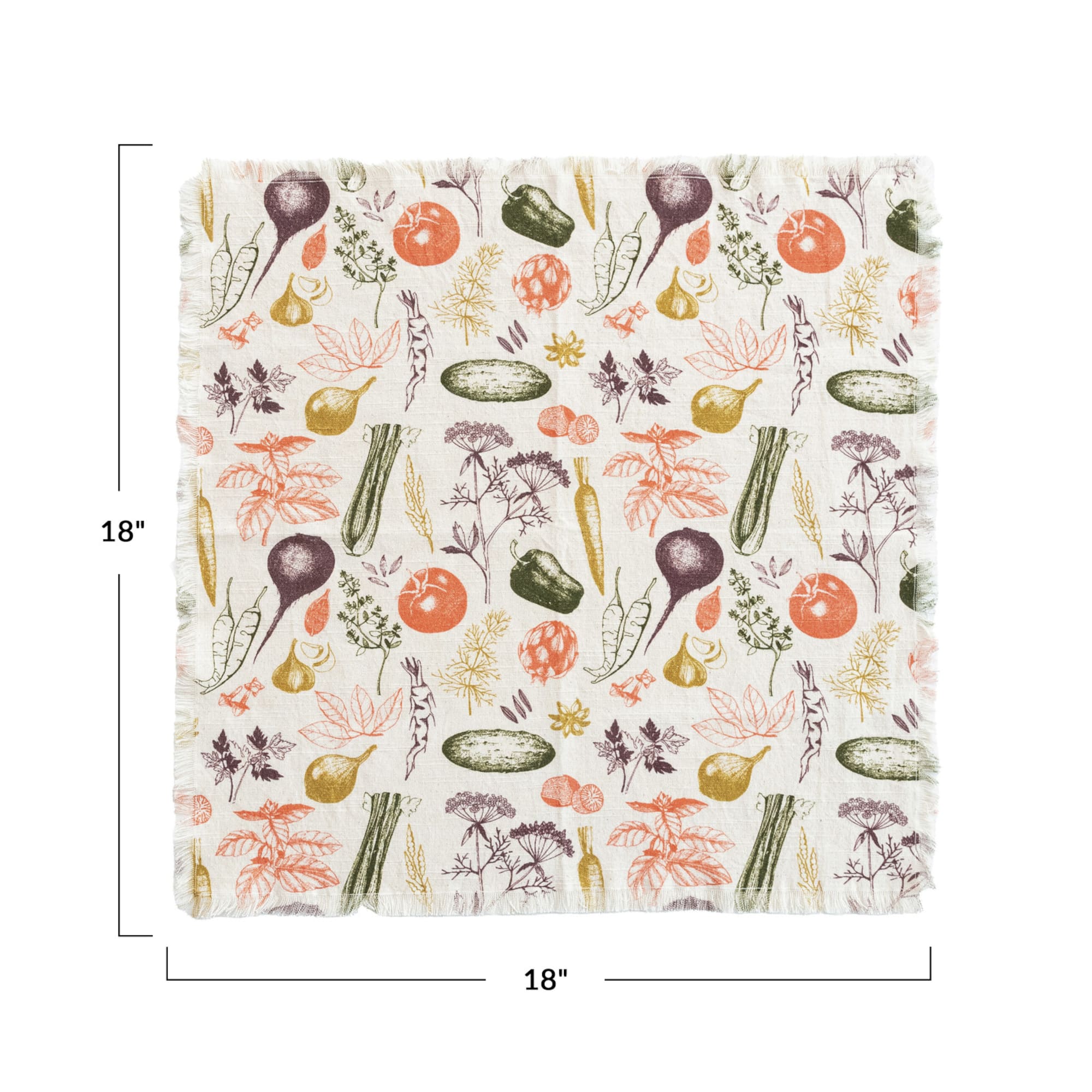 Hello Honey® Vegetable Print Cotton Slub Napkins with Fringe, 4ct.